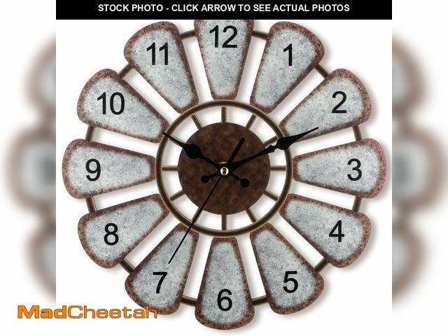 Lot 74-14341475 - Whimsibelle 12 Inch Wooden Rustic Windmill Farmhouse Wall Clock Distressed Wood Farmhouse Decor Non ...