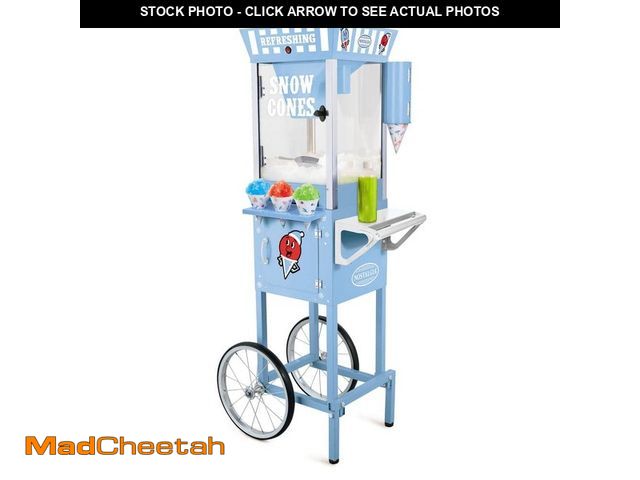 Lot 74-14182481 - *DIRTY* Nostalgia Vintage 575 oz. Snow Cone Machine Cart in Blue *DIRTY*  - USED