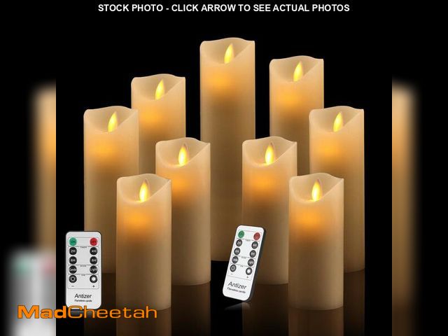 Lot 74-14206138 - antizer Flameless Candles Set of 9 Ivory Dripless Real Wax Pillars Include Realistic Dancing LED Fla...