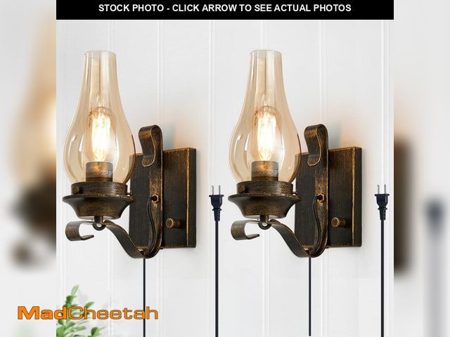 Lot 74-13632224 - Yisuro Wall Sconces Sets of 2, Oil Rubbed Bronze Plug in Wall Sconce,Retro Rustic Wall Lamps,Sconces...