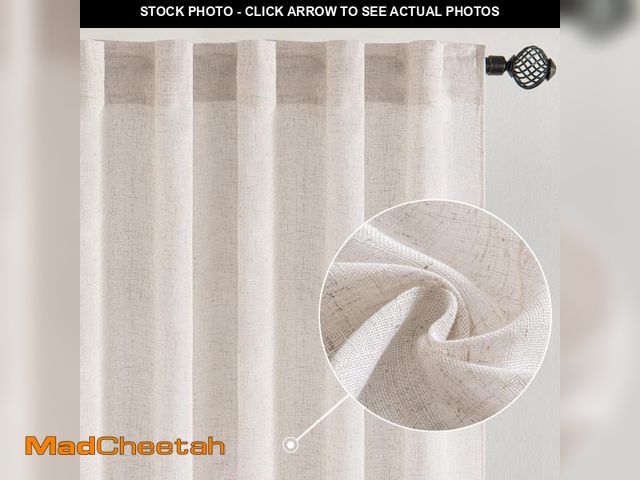 Lot 74-12310282 - MIULEE White Linen Curtains 72 Inch Length for Bedroom Living Room, Soft Thick Linen Textured Window...