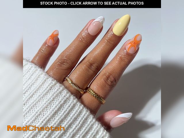 Lot 74-14209090 - Glamnetic Press On Nails - Short Almond Fake Nails with Tropical 3D Nail Art | Salon Quality Vacatio...