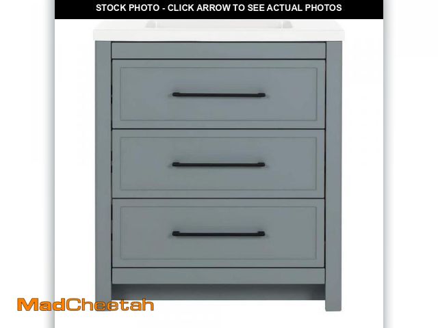 Lot 74-12529753 - Home Decorators Collection Hailey 31 in. Single Sink Laguna Blue Bath Vanity with White Cultured Mar...