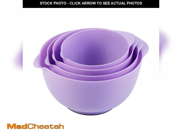 Lot 74-11547550 - BoxedHome Nesting Plastic Mixing Bowl Set, 4 Piece Mixing Bowl Set with Pour Spouts, Size 1.7, 2.5, ...