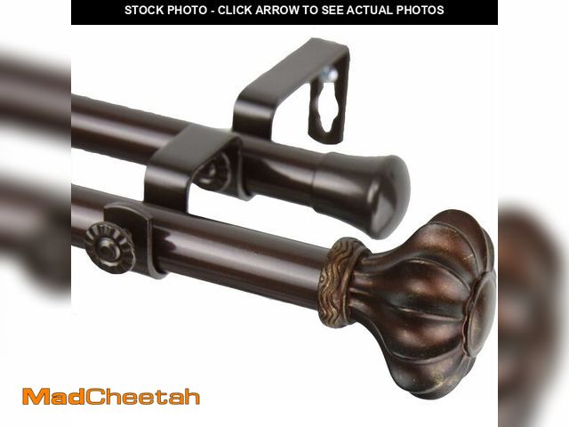 Lot 74-12572431 - Rod Desyne Flair Double Window Curtain Rod Set, 66 to 120-Inch, Cocoa - UNUSED