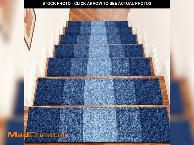 Lot 74-14062964 - OLANLY Stair Treads Non Slip 15PCS, 8" x 30" Indoor Stair Runners for Wooden Steps, Edging Stair Rug...