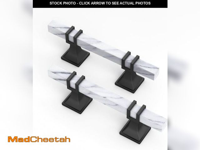 Lot 74-12327341 - homdiy 10 Pack 3 Inch Marble Cabinet Pulls, White Marble Grain Kitchen Cabinet Handles Black and Whi...