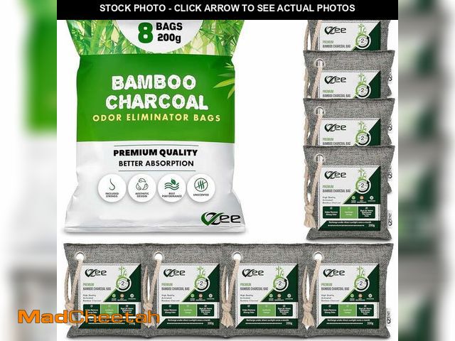 Lot 74-12669951 - Bamboo Charcoal Air Purifying Bags, Unscented, Large, 8 Count- 200 G Each. Odor and Moisture Absorbi...