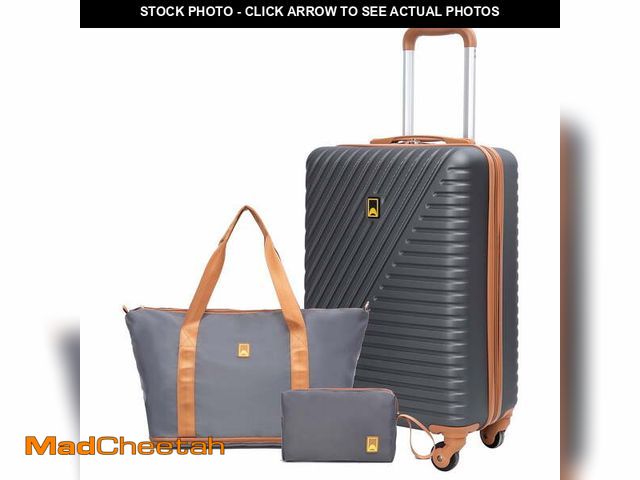 Lot 74-12670055 - Landisun 3 Piece Carry-on Luggage Sets, Hardside Suitcase Set with Spinner Wheels, Portable Travel B...