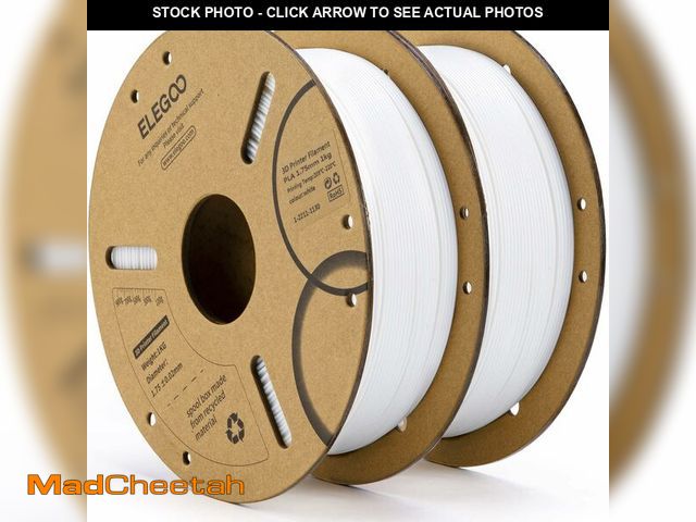 Lot 74-13542572 - ELEGOO PLA Filament 1.75mm White 2KG, 3D Printer Filament Dimensional Accuracy +/- 0.02mm, 2 Pack 1k...