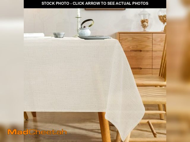 Lot 74-12328044 - Karseteli Natural Linen Textured Rectangle Tablecloth, Slubby Lightweight Table Cloth 60 x 102 Inch,...