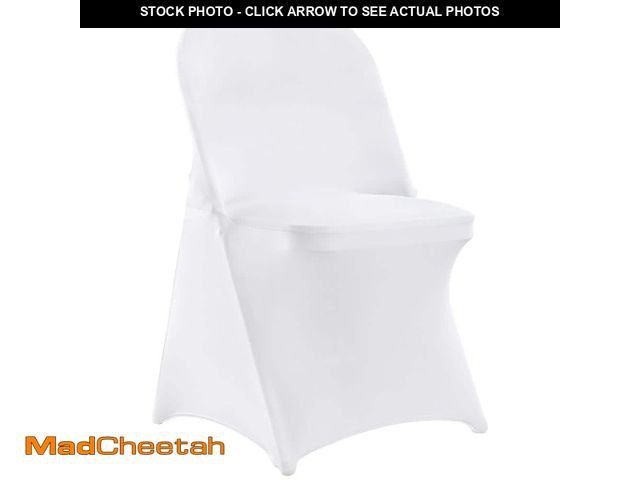 Lot 74-12804774 - VEVOR White Stretch Spandex Chair Covers 12-Pieces Folding Kitchen Chairs Cover Universal Washable S...
