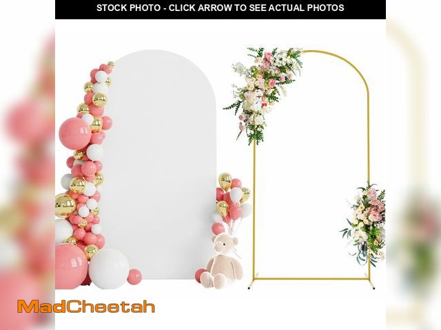 Lot 74-12461267 - Wokceer 7.2 FT Wedding Arch Backdrop Stand and White Arch Cover, Metal Arch Stand with Arch Stand Co...