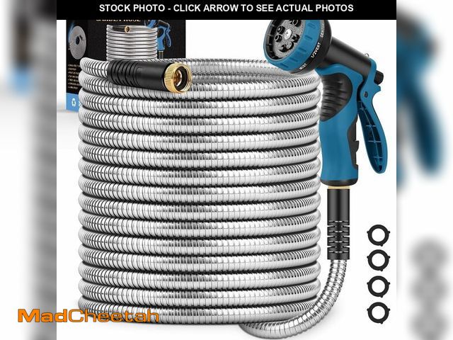 Lot 74-14267461 - Garden Hose 100FT, Water Hose with 10 Function Nozzle, Garden Hose Metal with Leak-proof Connectors,...