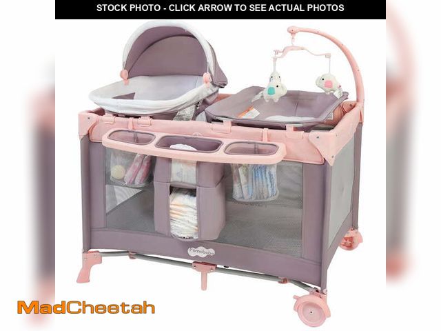 Lot 74-14310975 - Pamo Babe 4-in-1 Baby Playard with Bassinet &amp; Changing Table for Newborn,4-Panels Playpen - UNUS...