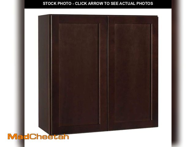 Lot 74-12640991 - Hampton Bay Shaker 30 in. W x 12 in. D x 30 in. H Assembled Wall Cabinet in Java - UNUSED