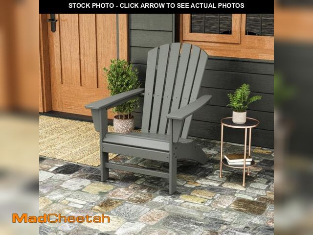 Lot 74-12413415 - POLYWOOD Grant Park Traditional Curveback Slate Grey Plastic Patio Adirondack Chair Outdoor (Set of ...