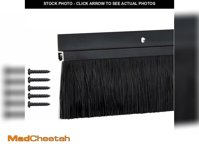 Lot 74-12786894 - (MISSING HARDWARE) TMH Door Sweep Brush - 2 Inch Brush Door Draft Stopper, Black Door Sweep, Weather...