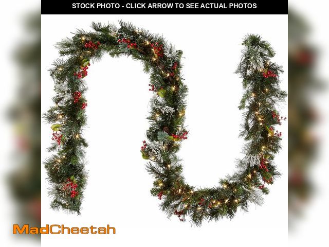 Lot 74-14078451 - National Tree Company 9 ft Pre-Lit Wintry Pine Flocked Artificial Christmas Garland, Christmas Decor...