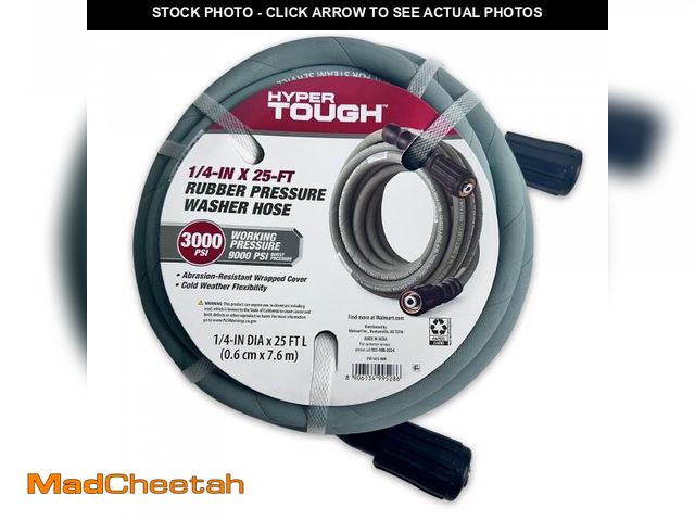 Lot 74-12528061 - Hyper Tough Pressure Washer Hose 1/4" x 25' with M22 Fittings- Superior PW Hose - USED