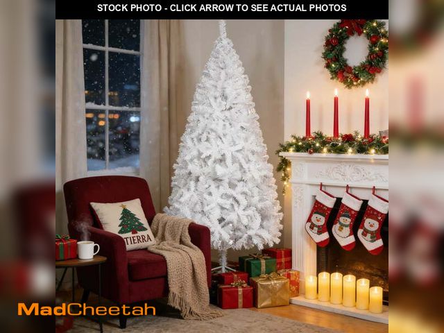 Lot 74-13061764 - Ktaxon 7.5ft White Christmas Tree Artificial Christmas Tree Seasonal Holiday Decoration w/ 1,500 Bra...