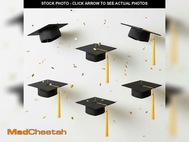 Lot 74-14209380 - Hanging Graduation Caps Decorations Kits - 6 Class of 2026 Black with Gold Tassel Grad Party Decorat...
