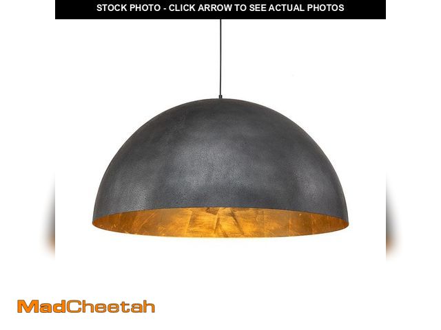 Lot 74-14222967 - HUOKU PCover 31.5 in. Oversize Lighting 3-Light Balck Farmhouse Dome Pendant Light Industrial Gold L...