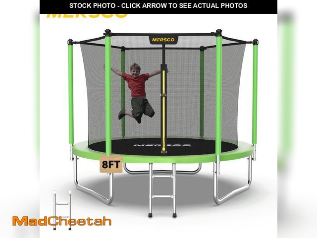 Lot 74-13776033 - Mersco 8ft Trampoline for Kids and Adults,Outdoor Trampoline with Enclosure,Ladder,Upright-Poled Bac...