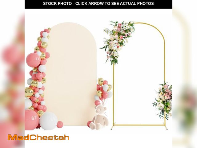 Lot 74-14274232 - Wokceer 7.2 FT Wedding Arch Backdrop Stand and Arch Cover Metal Arch Stand with Arch Stand Cover for...