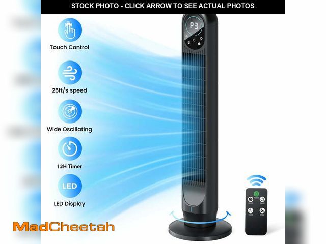 Lot 74-13817631 - Tower Fan with Remote, 31" Bladeless Floor Fans for Home, 4 Modes &amp; 4 Speeds, 12H Timer, LED Dis...