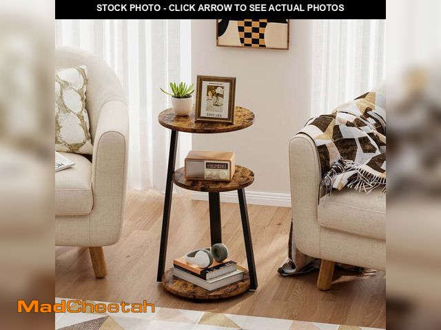 Lot 74-12780551 - Biemlerfn End Side Table, Round Sofa Table with Metal Frame, 3-Tier Coffee Table Nightstand for Home...