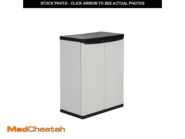 Lot 74-13769624 - HDX Premium One 26.9 in. W x 33.8 in. H x 15.8 in. D 2-Shelf Resin Freestanding Cabinet in Grey - UN...