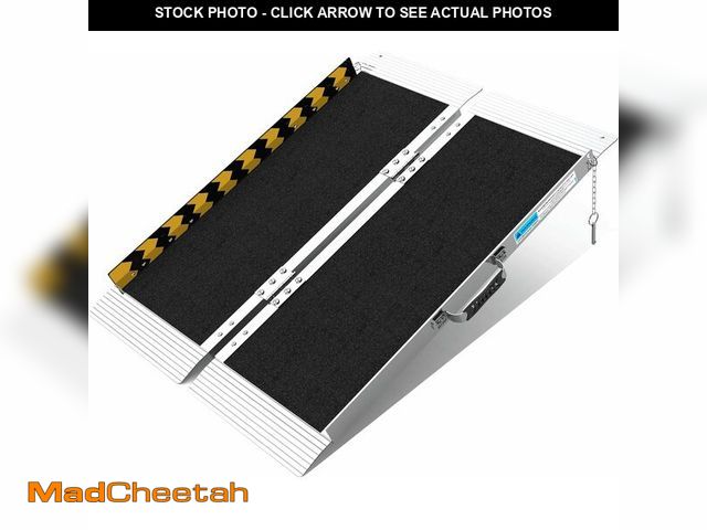 Lot 74-13709295 - Boyusi 2FT Foldable Wheelchair Ramp Portable | Lightweight Non-Slip Aluminum Folding Ramp, 600LBS Ca...