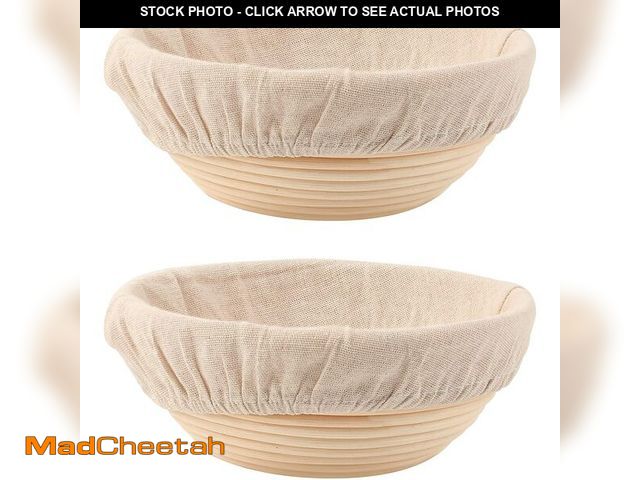 Lot 74-13714057 - DOYOLLA Round Bread Dough Proofing Rising Rattan Baskets(Set of 2, 9 inch) w/Liners for Home Sourdou...