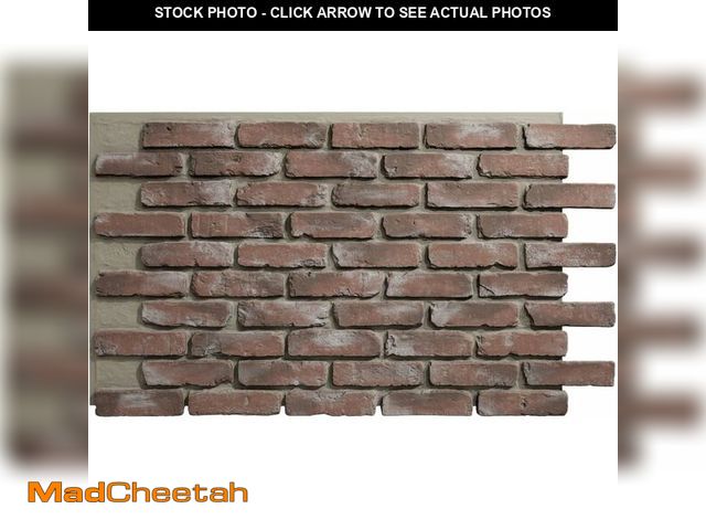 Lot 74-13844515 - EverStone Aged Brick Faux Brick Panel, 46 7/8"W x 27"H x 1 1/4"D, Burnished Red Color - UNUSED