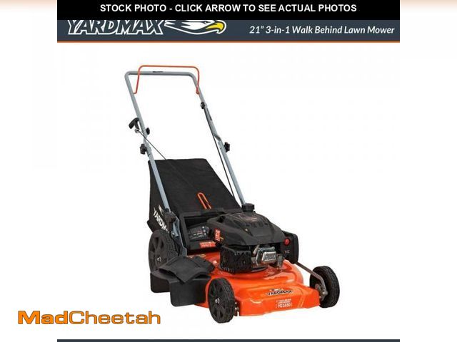 Lot 74-12373851 - YARDMAX 21 in. 170cc 3-in-1 Gas Walk Behind Push Lawn Mower with High Rear Wheels - UNUSED