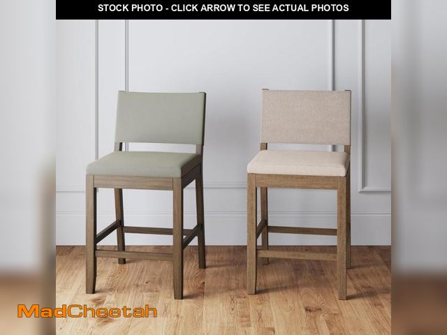 Lot 74-12210164 - Nathan James Linus Modern Upholstered Counter Height Bar Stool with Back and Solid Rubberwood Legs i...