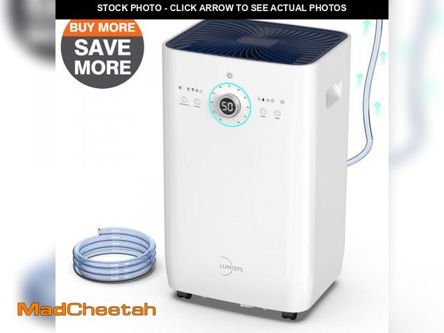 Lot 74-11825762 - Edendirect 125 pt. 8,500 sq. ft. Quiet Portable Dehumidifier in White for Home, with Built-in Pump, ...