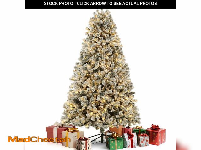 Lot 74-12892044 - Funcid 6ft Pre-lit Flocked Christmas Tree 8 Adjustable Light Flash Rate Modes, Artificial Christmas ...
