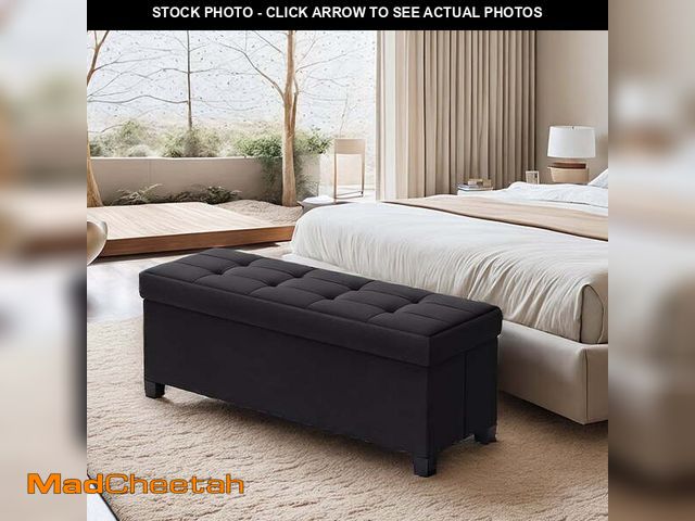 Lot 74-13819062 - LEDREM 43" Storage Ottoman Bench with 660lb Capacity, End of Bed Bench, Folding Ottoman with Storage...