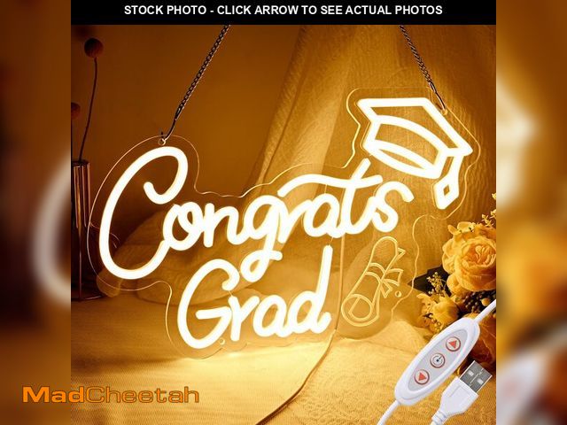 Lot 74-14267260 - FRAMICS Congrats Grad Neon Sign 10 Adjustable Brightness 2026 Graduation Decorations Lighted Congrat...