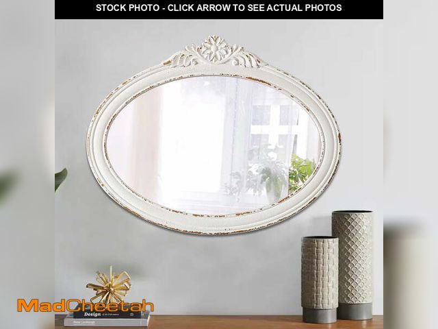 Lot 74-12802595 - Sintosin Rustic Wall Mirror 24"L x 19"H - Handmade Vintage Bathroom Mirror, Farmhouse Distressed Whi...