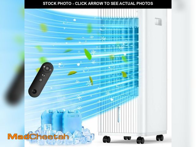 Lot 74-13636306 - BALKO 25-INCH Evaporative Air Cooler, Swamp Cooler Air Conditioner w/Double Tanks, Smart Timer, 3 Ic...