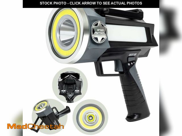 Lot 74-13630364 - Star Patrol Platinum Mega-Bright Rechargeable Spotlight, AS SEEN ON TV, Tactical Flashlight, 10 Mode...