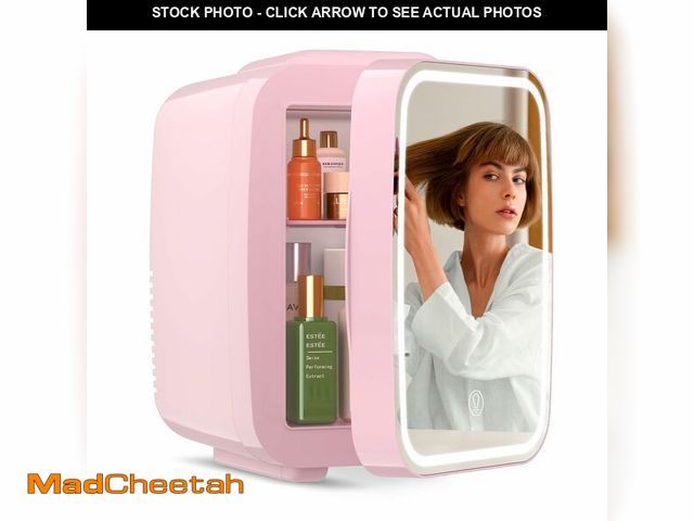 Lot 74-12600853 - BEICHEN Skincare Fridge with Dimmable LED Light Mirror,4 Liter/6 Can Mini Fridge Skincare for Bedroo...