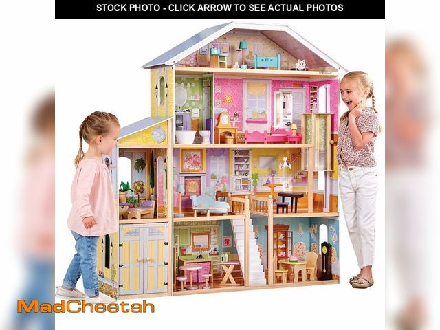 Lot 74-12694534 - KidKraft Majestic Mansion Wooden Dollhouse with 34-Piece Accessories, Working Elevator and Garage, G...