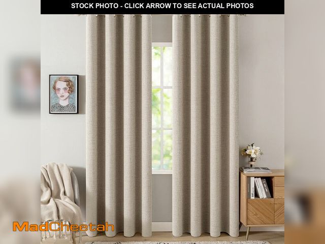 Lot 74-14383061 - MIULEE 100% Blackout Linen Textured Curtains for Bedroom Solid Thermal Insulated Taupe Grommet Room ...