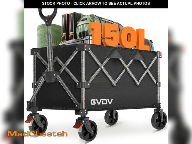 Lot 74-12549963 - GVDV Collapsible Wagon Cart, 5.3 Cu. ft. (150 L), All-Terrain Wheels, Portable Utility Wagon for Cam...