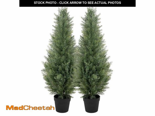 Lot 74-12835134 - Nafresh 3ft UV Resistant Artificial Topiary Trees Outdoor with Full &amp; Realistic Leaves, 35in Fau...
