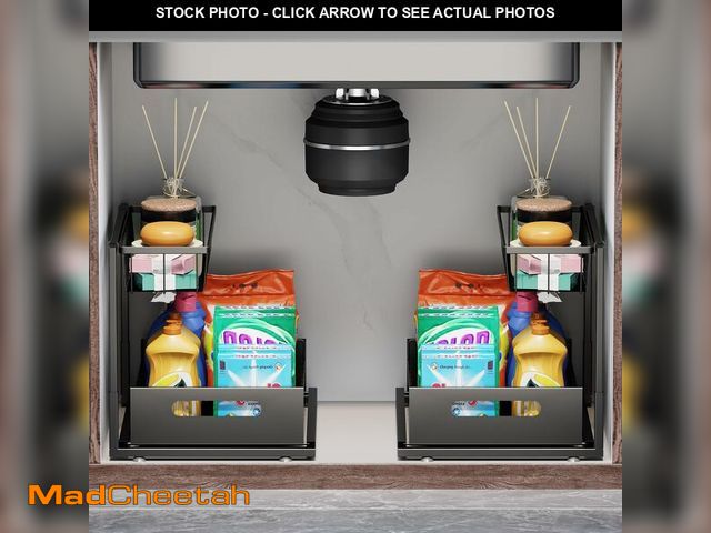 Lot 74-13078497 - Ceetug Under Sink Organizers and Storage 2 Tier Slide Out Kitchen Cabinet Organizer Sturdy Metal Bat...